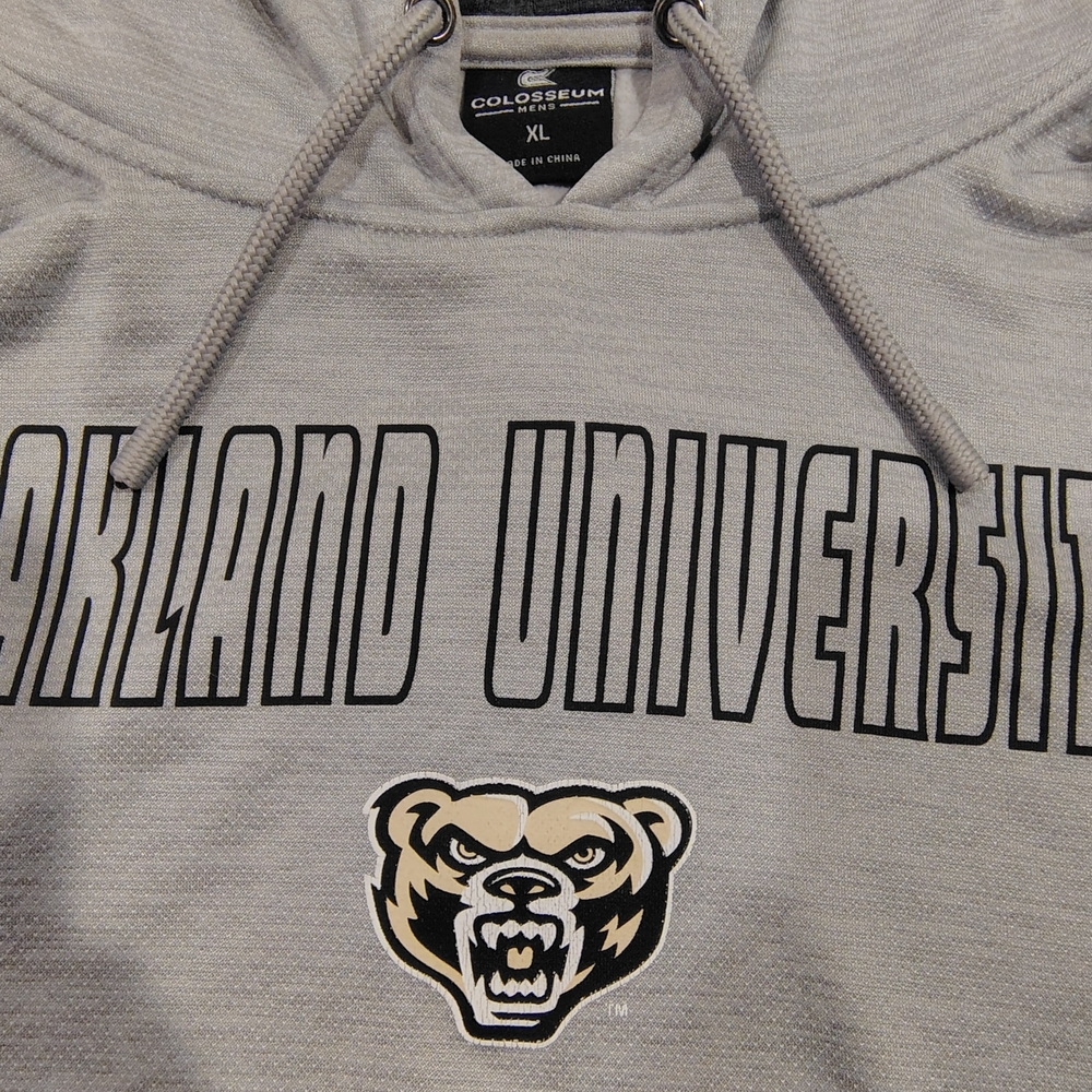 Oakland University Men's Gray Hoodie Sweater - Picture 2 of 4
